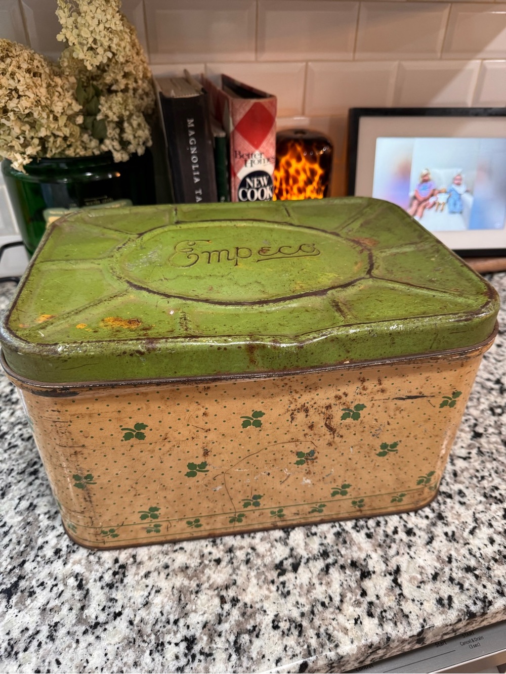 Vintage Empeco Bread Box: Rustic Farmhouse Floral Tin